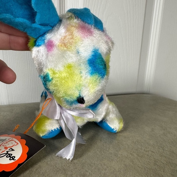 Vintage Snuggly Midget Zoo Spotty Blue Firm Bunny Felt Floppy Ears - Picture 2 of 8